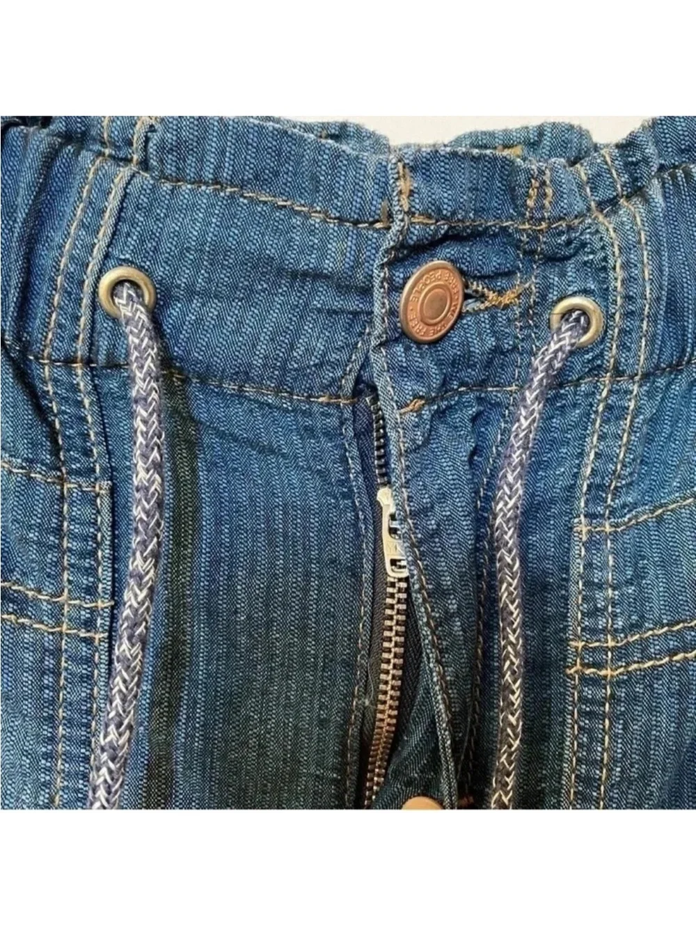 New Free People Drawstring Jogger Jeans Dark Wash Small
